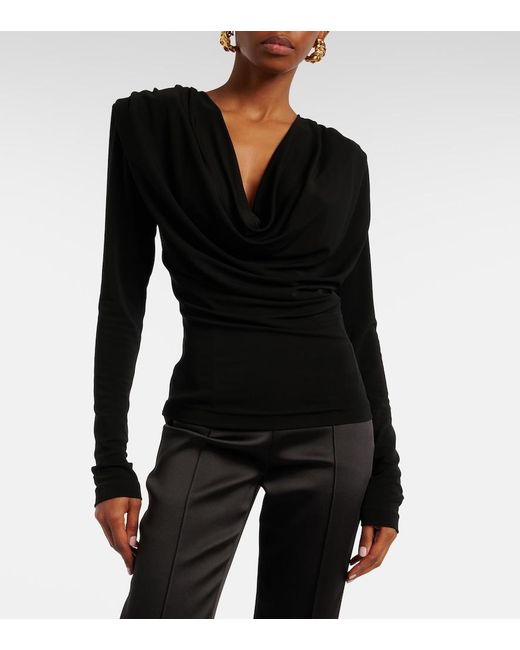 Wardrobe NYC Black Draped Jersey Top