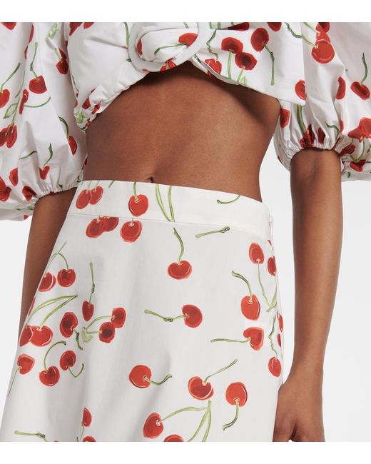 Adriana Degreas White Printed Cotton High-Rise Maxi Skirt