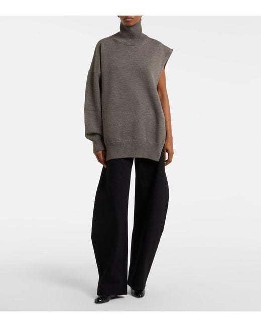 Alaïa Brown Sided Virgin Wool Sweater