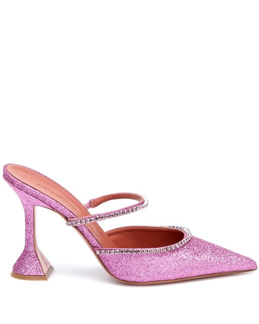 amina muaddi purple shoes