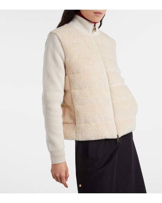 Moncler Natural Down-Paneled Teddy Cardigan