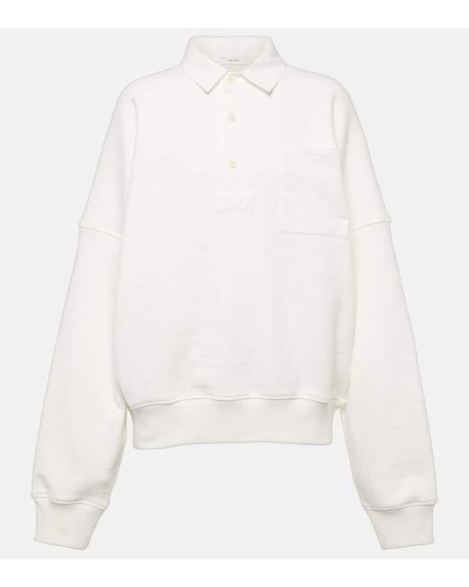 The Row White Dende Cotton-blend Terry Polo Sweater