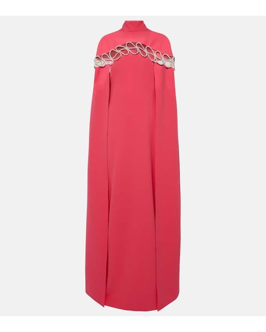 Safiyaa Red Caped Crepe Gown