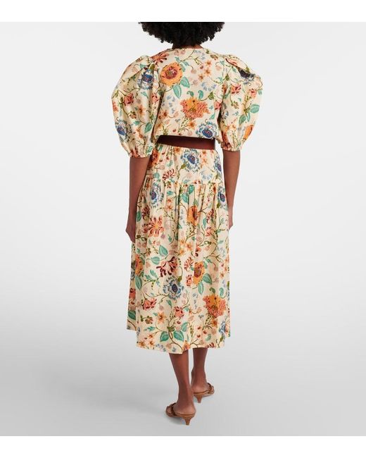 Ulla Johnson Metallic Theodora Floral Cotton Midi Skirt