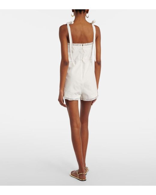 Faithfull The Brand White Reine Lace-Trimmed Cotton Romper