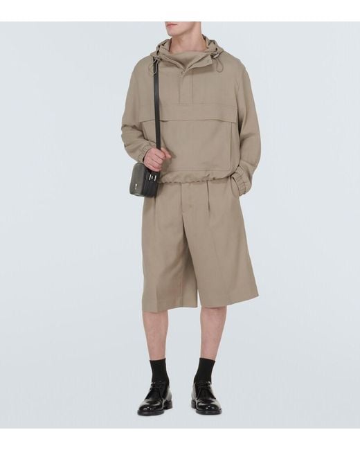 AMI Natural Hooded Half-Zip Twill Jacket for men