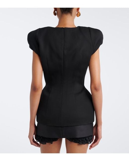 Magda Butrym Black Padded Silk And Cashmere Top
