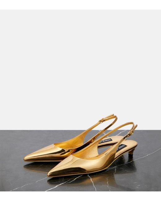Dolce & Gabbana Metallic Patent Leather Slingback Pumps