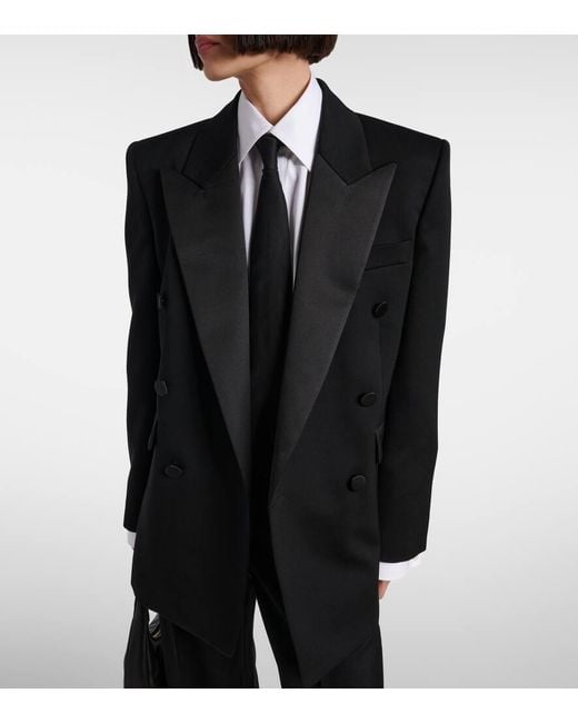 Saint Laurent Black Satin-Trimmed Wool Tuxedo Jacket