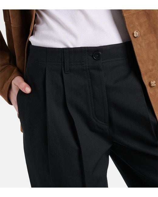 Totême Blue Cotton Twill Wide-Leg Pants