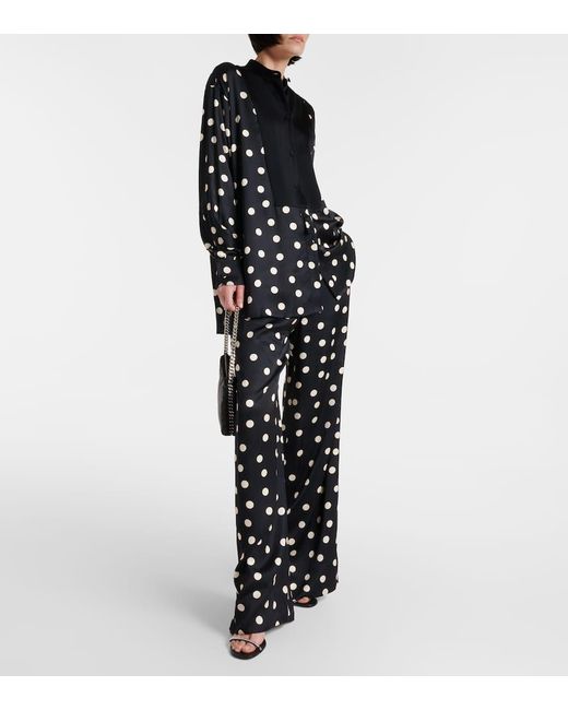 Pantalones anchos con lunares de tiro alto Stella McCartney de color Black
