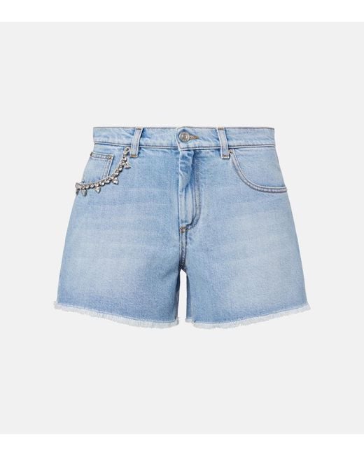 Area Blue Embellished Denim Shorts