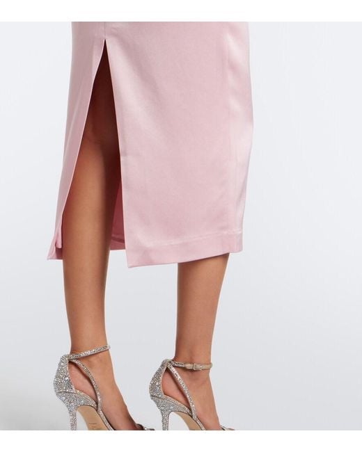 Rachel Gilbert Pink Oryx Embellished Crepe Satin Cocktail Dress
