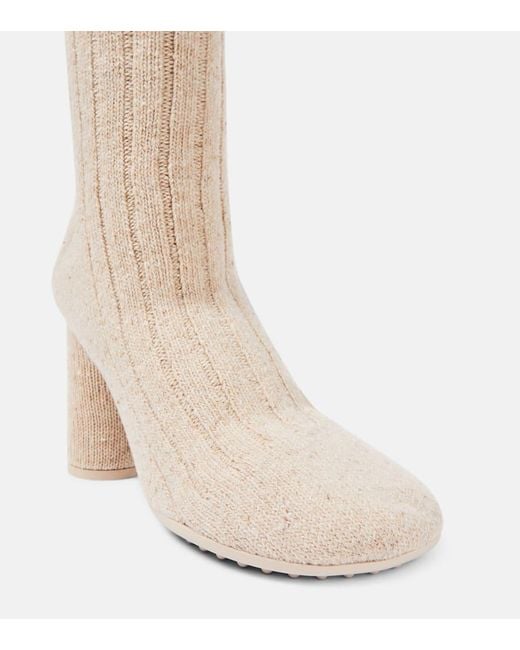 Bottega Veneta White Knitted Atomic Boots 90