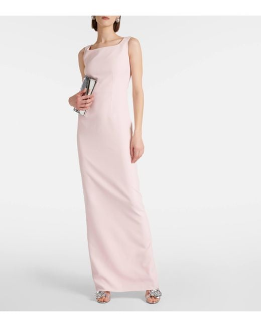 Safiyaa Pink Embellished Caped Crepe Gown