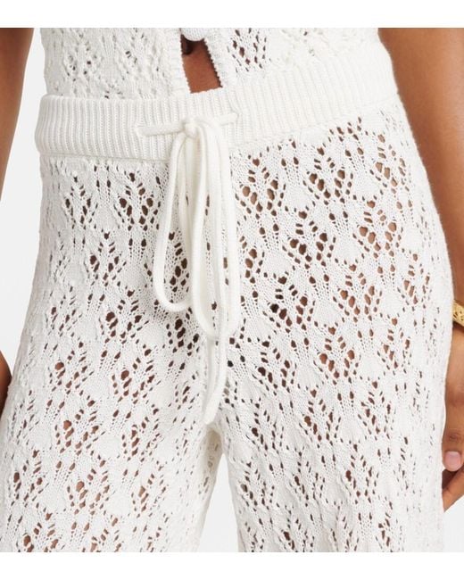 Faithfull The Brand White Fio Pointelle Cotton Wide-Leg Pants
