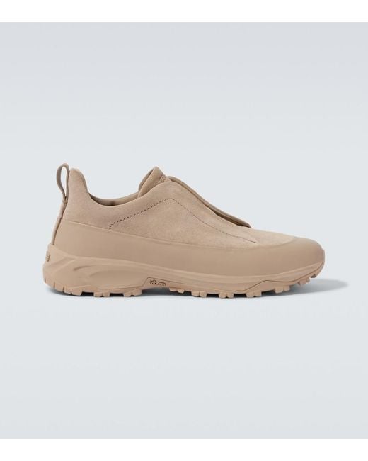 Zegna Natural Monte Triple Stitch Suede Sneakers for men