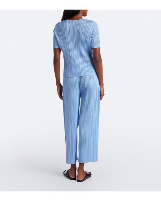 Pleats Please Issey Miyake Blue Monthly Colors: August Pleated Wide-Leg Pants