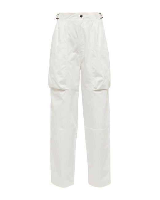 Isabel Marant White Ferima High-Rise Tapered Cotton Pants