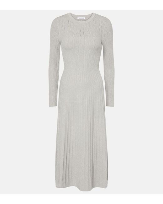 Veronica Beard Gray Nami Knitted Lame Midi Dress