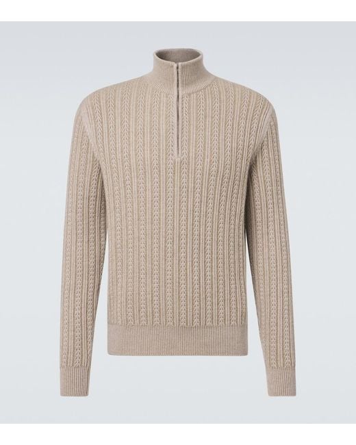 Agnona Natural Cashmere, Wool, And Silk Half-Zip Sweater for men