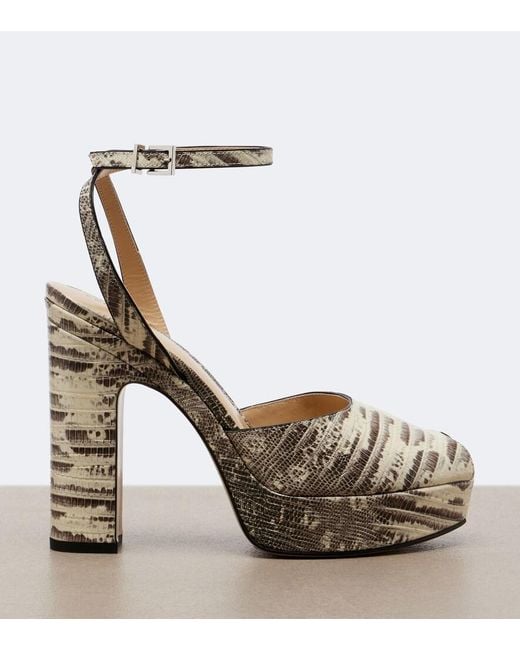Fendi Metallic After 9 Snake-Effect Leather Platform Sandals