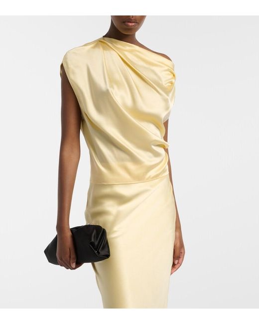 The Sei Metallic Draped Silk Satin Top