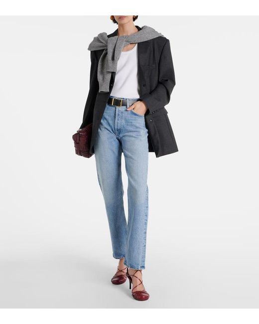 Agolde Blue 90's Pinch Waist High-Rise Straight Jeans