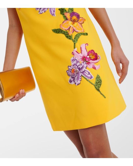 Vestido corto con bordado floral Carolina Herrera de color Black