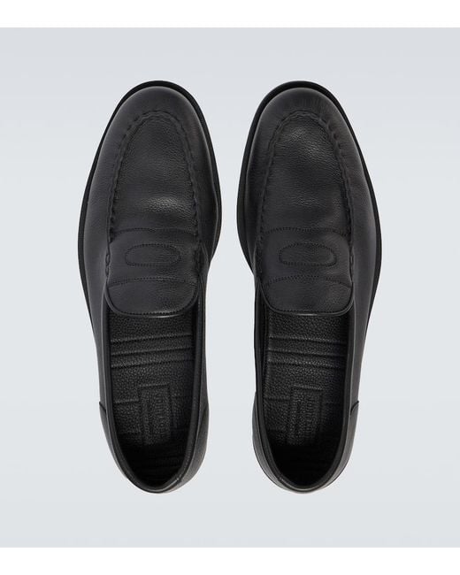 John Lobb Black Pace Leather Loafers for men