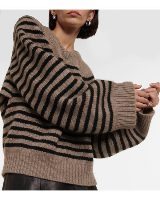 Khaite Gray Nalani Striped Cashmere Sweater