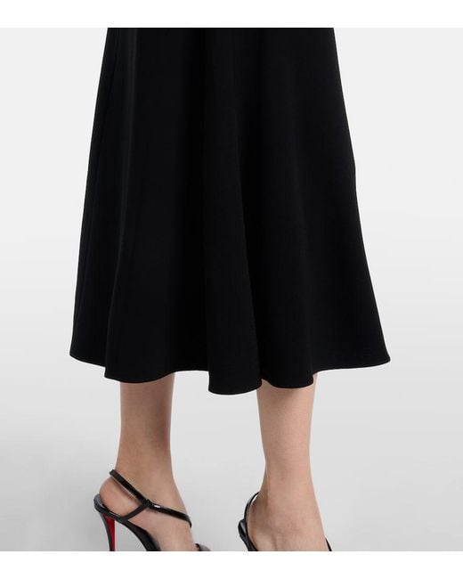 Roland Mouret Black Floral-Applique Crepe Midi Dress