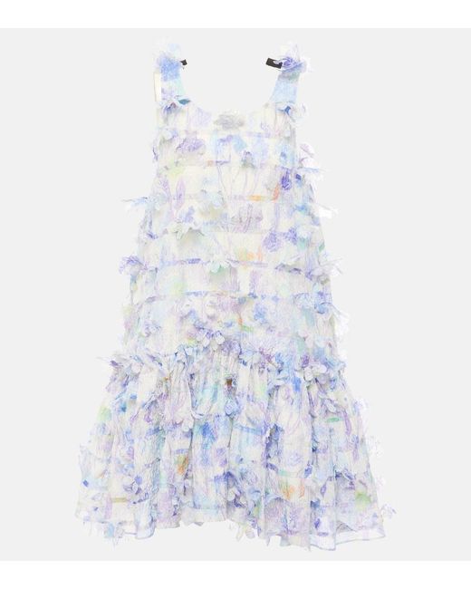 SUSAN FANG Blue Floral-Applique Minidress