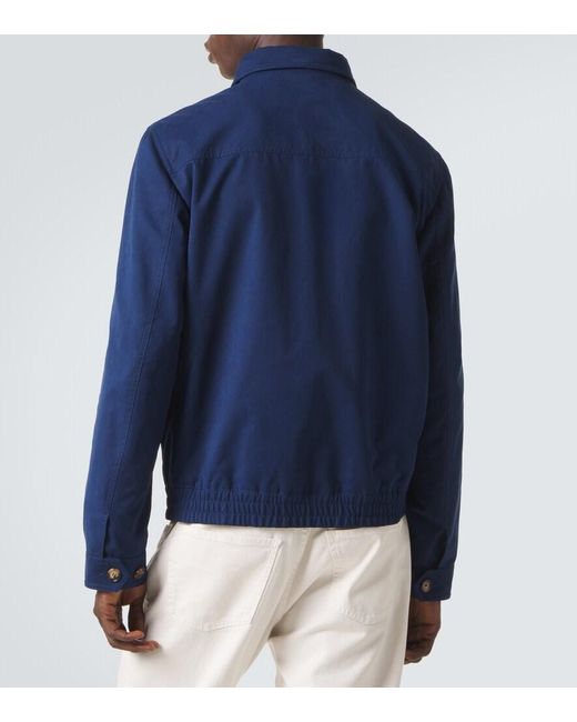Brunello Cucinelli Blue Technical Blouson Jacket for men