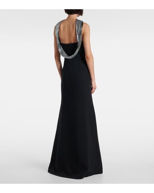 David Koma Black Embellished Cady Gown