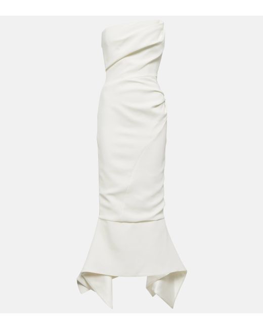 Maticevski White Suffix Off-shoulder Crepe Gown