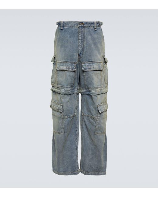 Balenciaga Blue Mid-rise Cargo Jeans for men