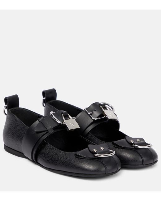 J.W. Anderson Black Lock Leather Ballet Flats