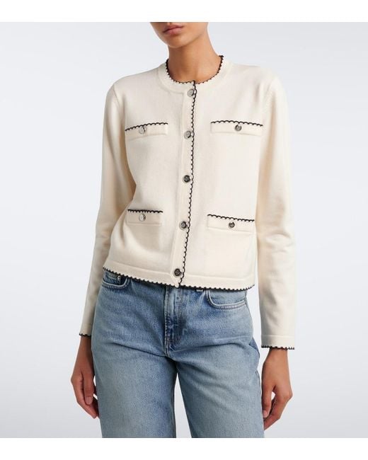 Tory Burch Natural Kendra Scalloped Wool-Blend Cardigan