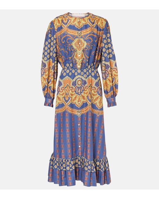 Valentino Blue Voyage Imaginaire Cotton Shirt Dress