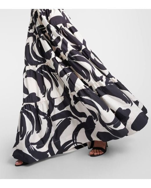Rebecca Vallance White Pompidou Printed Taffeta Maxi Dress