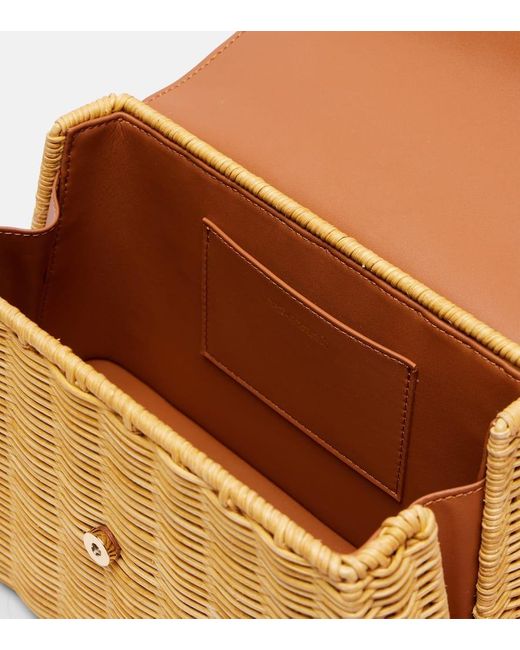 Self-Portrait Brown Tote Bag Bow Mini Aus Rattan Mit Lederimitat