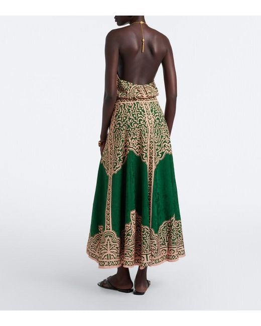 Johanna Ortiz Green Printed Maxi Skirt