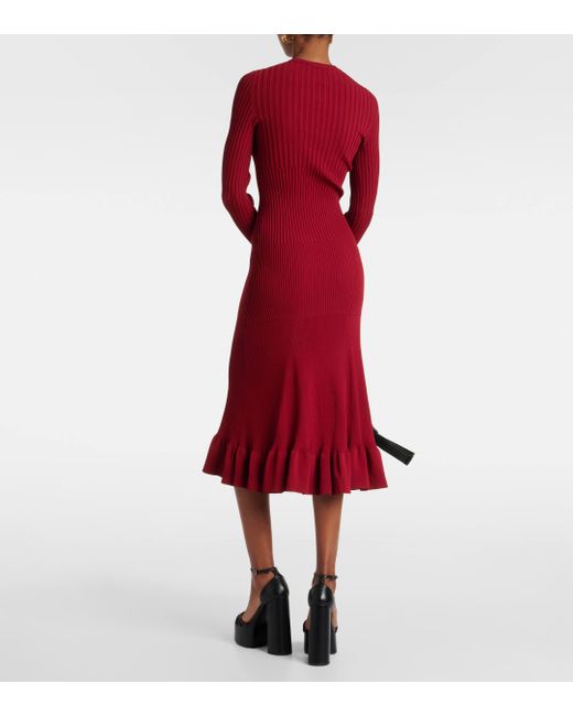 Altuzarra Red Seyrig Ribbed-knit Midi Dress
