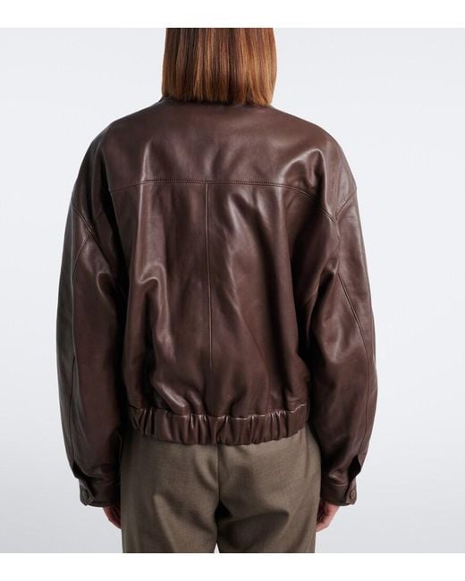 Nour Hammour Brown Quincy Leather Blouson Jacket