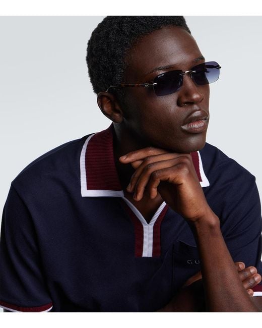 Gucci Eckige Sonnenbrille in Blue für Herren