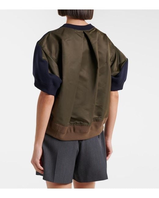Sacai Blue Cotton-Blend And Twill Sweatshirt