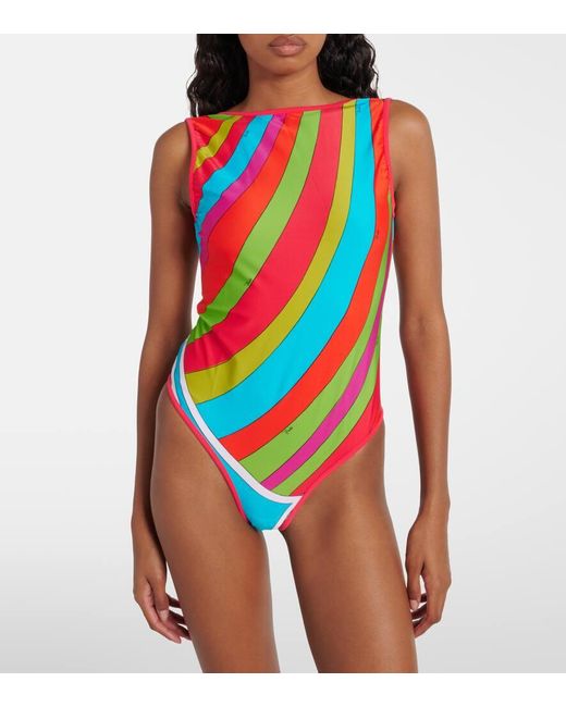 Emilio Pucci Red Iride Open-back Swimsuit