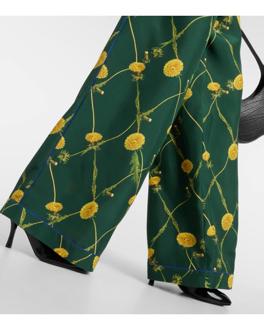 Pantalon de pyjama en soie a fleurs Burberry en coloris Green