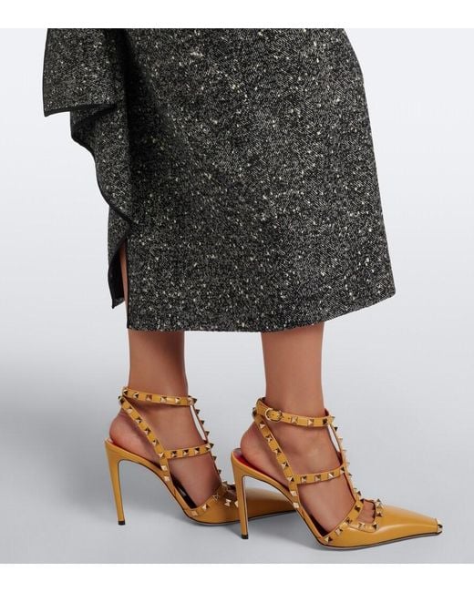 Valentino Gray Chevron Wool-Blend Boucle Pencil Skirt
